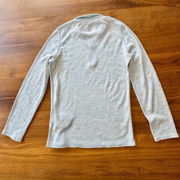 SMARTWOOL Classic Thermal Merino Base Layer Top Girl 13-14 XL Blue 1/4 Zip Shirt - Picture 2 of 12